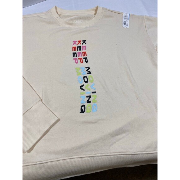 Xersion 3XL off white sweatshirt cotton blend New With Tags Keep Moving Graphics - Picture 8 of 12